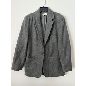 VTG J Crew Womens Wool Blazer Size 4 Long Sleeve Button Pockets Charcoal Gray